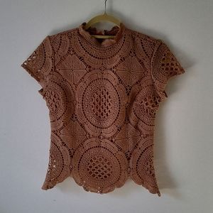 Tan lacy top